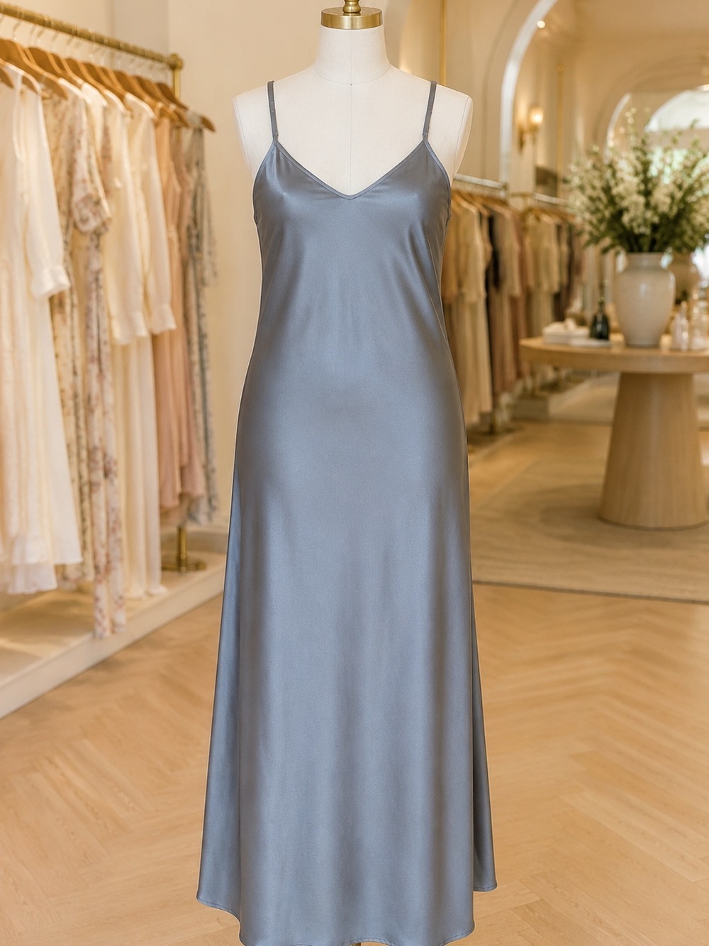 Ripley Radar Satin Slip midi Dress - Steel Gray NWT